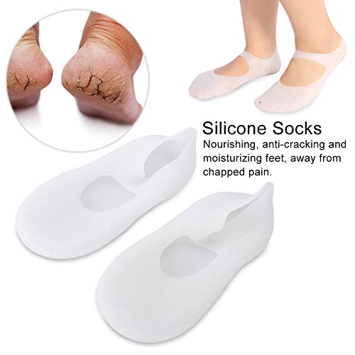 Meias de silicone, 1 par de meias macias de aloe, meias de salto de gel de silicone, meias hidratantes anti -deslizações para