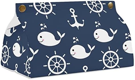 Anchor & Whale Wheels Caixa de tecido Capa PU PU CAIXO CAIXA DE TESTE