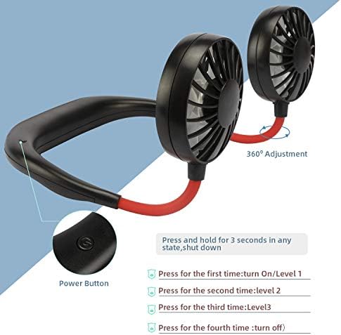 Ventilador do pescoço Fan pessoal mini portátil para o pescoço fã de fã de ventilador vestível Mãos vestíveis Fan Fan Fan USB 3 velocidades