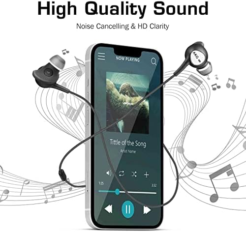 Wired 3,5mm Jack Durável Earbuds Wearbuds W Controle de microfone e volume, Bass Deep Bass Clear Sound Ruído isolado em fones de ouvido, compatível com Blu Studio M LTE sintonizado por Akg