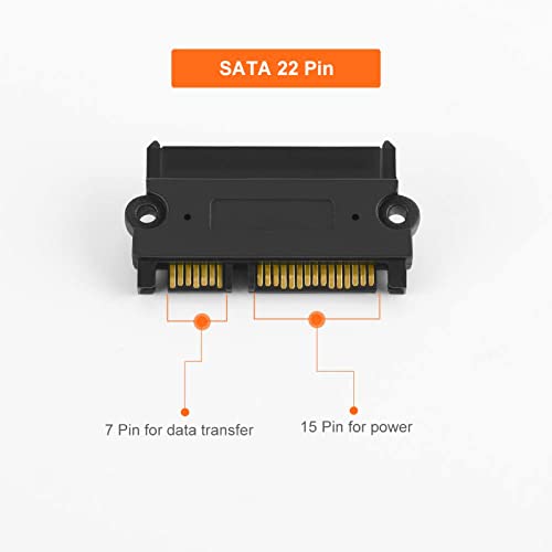 Cablecreation SATA para SATA HDD Adaptador, SATA 22 pinos macho a 22 pinos Adaptador feminino Extender para 2,5 ”HDD, adaptador Slim SATA Converter, preto