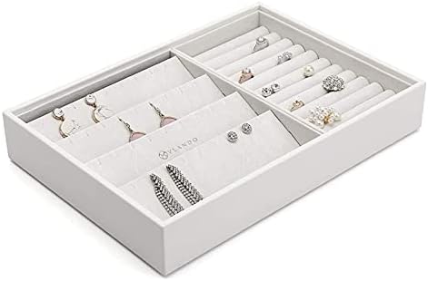 Caixas de jóias Haoktsb Organizador de gavetas de jóias grandes, Jóias empilháveis ​​Exibir bandeja de veludo para brinco de colar