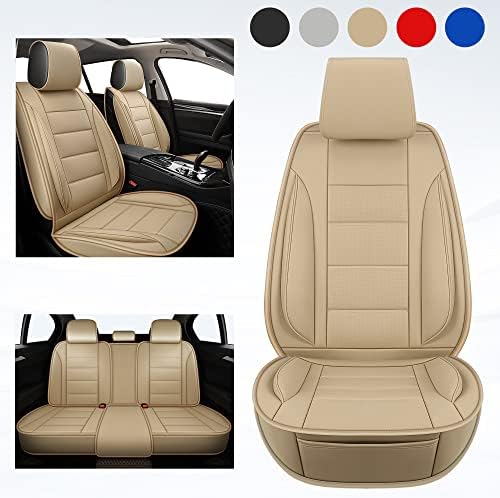 Conjunto de assento de carro de couro universal - Conjunto completo - Marvlosv Faux Automotive Seat Toup com encosto,