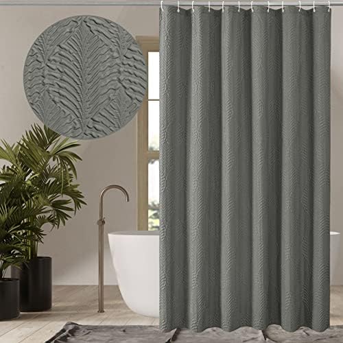 Cortina de chuveiro preto de Gibelle para banheiro, cortina de chuveiro com textura em relevo em 3D, cortina de chuveiro moderna de fazenda de fazenda chique com ganchos, 72x72