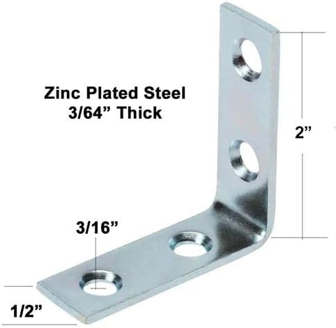 2 x 2 x .5 suportes de aço banhado a zinco L