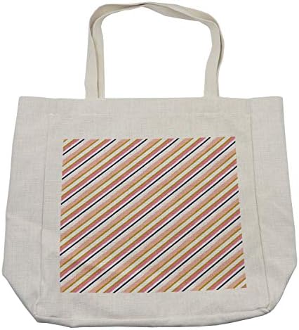 Saco de compras de Ambesonne Stripes, tinta geométrica abstrata e macia em pano de fundo simples, bolsa reutilizável