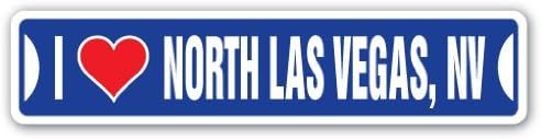Eu amo North Las Vegas, Nevada Street Sign NV City State US Wall Road Décora Presente