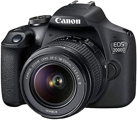 Câmera Canon EOS 2000D DSLR W EF-S 18-55mm f/3.5-5.6 Lens de zoom + caixa + 64 GB de memória
