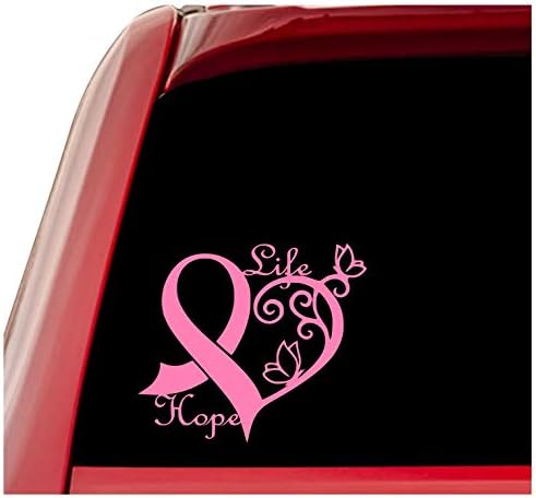 Ur impressões PNK Câncer Refbon Heart Butterfly Vine - Life Hope Decal Vinil Sticker Gráficos para caminhão de carro SUV Van Laptop de janela da parede | Rosa | 6,4 x 5,5 polegadas | Uri275