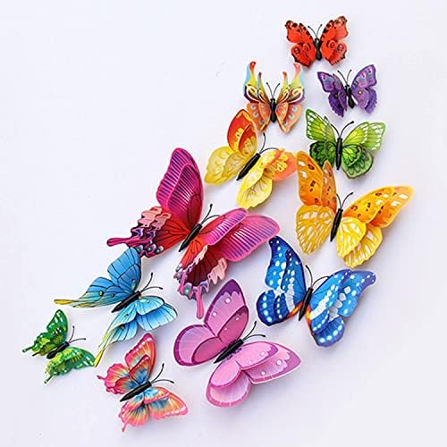Berocia 120pcs 3D Adesivos de parede de borboleta colorida, decalques de parede de borboleta, borboletas removíveis Diy Art Decor Crafts para escritórios de festas adesivos de quarto com ímãs