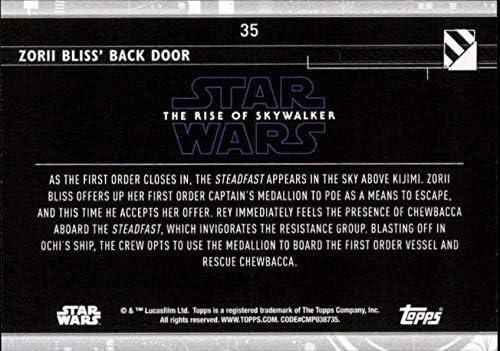 2020 Topps Star Wars The Rise of Skywalker Série 2 Azul 35 Cartão de negociação da porta traseira de Zorii Bliss