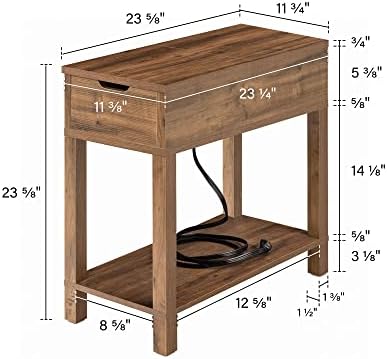 Tabela lateral da fazenda moderna do LABCOSI 2-PACK, mesa de extremidade estreita com estação de carregamento, tabela