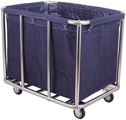 Carrinho de organizador de lavanderia pesado com rodas, cesto de lavanderia com sacos móveis, suporte de aço inoxidável/azul/90 *