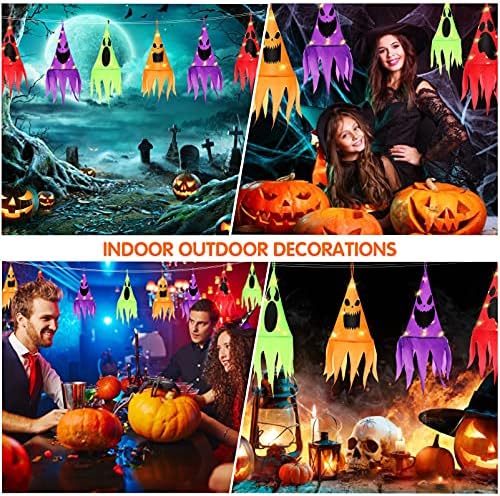 Toyvian Halloween pendurado em chapéus de bruxa fantasma, chapéu fantasma iluminado, chapéus de bruxa iluminados, decorações