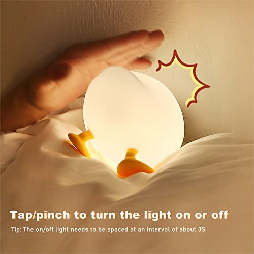 Kakalote fofa pp pato pato noite luz, lâmpada de cabeceira de silicone de pato fofo para crianças lâmpada recarregável