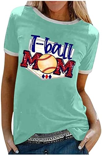 Mulheres Tops de verão Crew pescoço cor sólida cor t-ball beisebol mom Tees