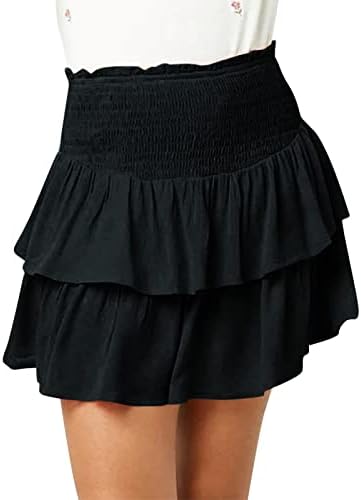 Newffr Girls Smocked Ruffle Mini Skirts