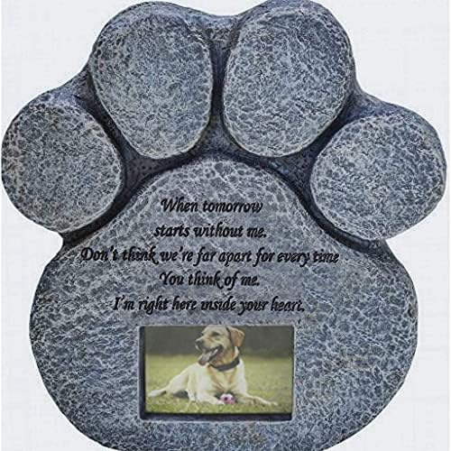 Nanxina Pet Memorial Memorial para gatos e cães em forma de pata para lápide com perda de foto de poema reconfortante cão ou gato