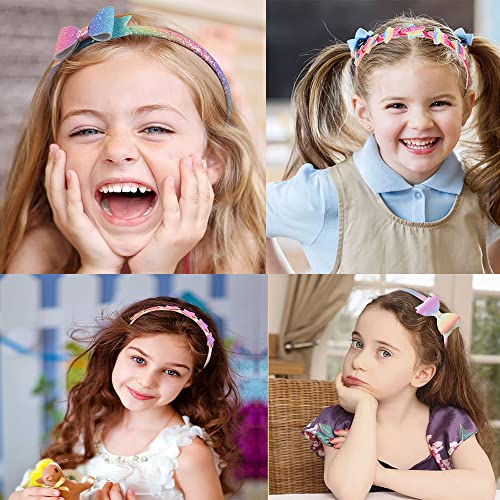 Lizioo 6 pacote meninas Bandas de cabeça Glitter Kids Bands Bow/Heart/Star Bands para a cabeça Doce Band para criança/meninas/adolescentes