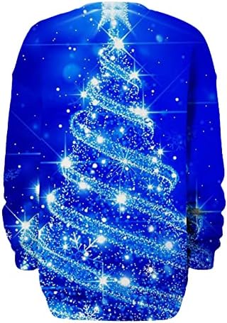 Ticcoy Christmas Swortshirts de Crewneck de Growneck para Mulheres Papai Noel Árvore de Natal Tops Longo Tops Blusa Casual Casual
