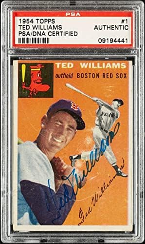 1954 TOPPS TED Williams 1 Assinado Cartão de beisebol Autografado PSA DNA - Cartões autografados de beisebol cortados