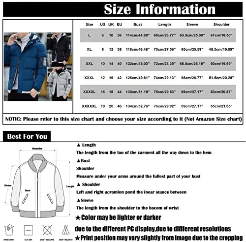 Jackets Ymosrh para Men Casual Zipper Pocket Down Jacket, além de casacos de casaco espessado tops de casacos e jaquetas masculinas