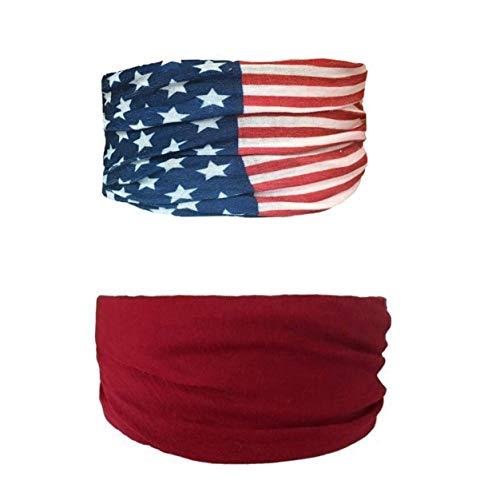 Bandas da cabeça por causa - American Flag & Borgonha Tubo Turban Set for Women - Acessórios de cabelo da moda Ótimos
