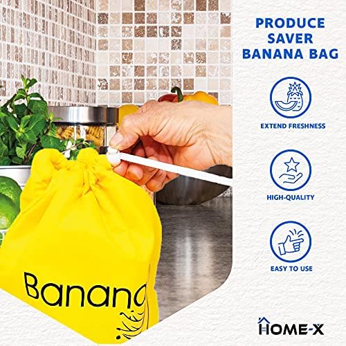 Bolsa de banana home-x, bolsa de produção reutilizável para armazenamento de frutas e vegetais, bolsa de produtos de cozinha para manter a produção fresca