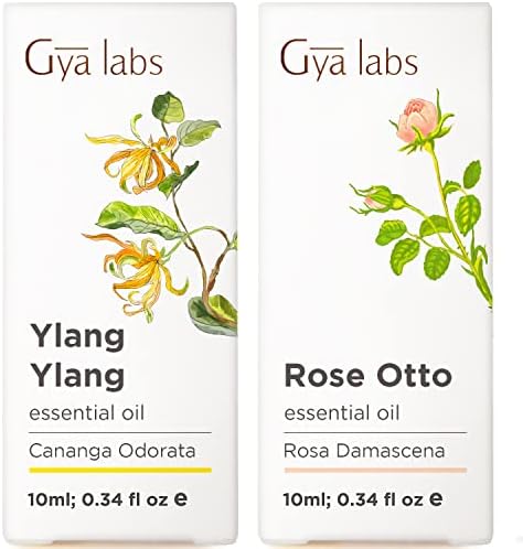 Ylang Ylang Oil essencial para óleos essenciais de pele e rosa para conjunto de uso da pele - de óleos essenciais de grau terapêutico puro Conjunto - 2x10ml - Gya Labs