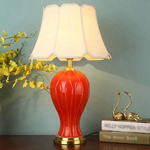 Lumbo de mesa de decoração em casa moderna WSSBK, corpo de cerâmica de lâmpada de lampes de tecido, adequado para sala de estar,