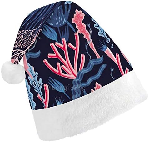 Chapéu de Papai Noel de Natal, chapéu de férias de Natal Floral de Coral Pink Coral para Adultos, Hats de Natal de Facos de Costura