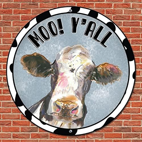 Padrão de impressão de vaca de lata de metal redonda Moo Y'All Funny Farm Animal