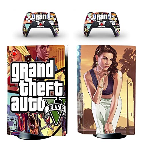 Game Grand GTA Roubo e Bauto PS4 ou PS5 Skin Stick para PlayStation 4 ou 5 Console e 2 Controllers Decal Vinyl V5761