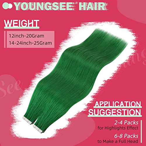 Pacotes - 2 itens: fita verde jovem em extensões de cabelo de 24 polegadas em extensões de cabelo Human Hair Borgonha 24 polegadas
