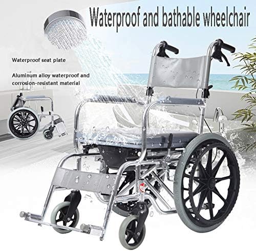 Cadeira de higiário móvel yal, cadeira de chuveiro dobrável à prova d'água de transporte multifuncional roda rotativa com roda silenciosa portátil para idosos de pessoas com deficiência banheiro
