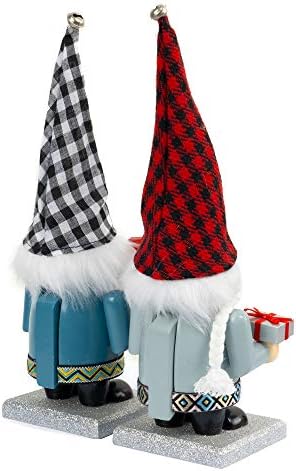 FUNPENY 11 Nutcacker decorativo de Natal, 2 set artesanal de madeira gnome de madeira Presúcia Scandinava Swedish Tomte, Elf Toy Holiday Present, Festive Collectible Nutcracker, Decorações de Natal de mesa