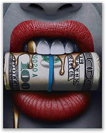 Red Lips Photos - Conjunto de 3 impressões de pôsteres - Diamond Money Gold