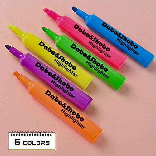 Dabo & Shobo Highlighters Conjunto de 24, marcadores coloridos e belo conjunto de tinta líquida com tinta líquida e não fáceis de desaparecer são adequados para sala de aula, escritório e lojas de estilo curto