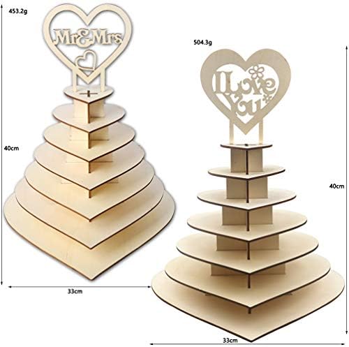 Bandeja decorativa de nuobester bandeja decorativa de madeira Chocolate Stand Stand em forma de coração Cupcake Cupcake Display Sobremes