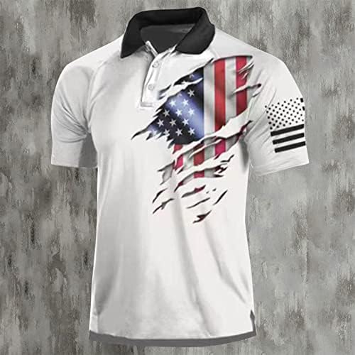 Camisetas de pólo da bandeira dos EUA masculino, 4 de julho, camisetas de verão de verão casual fit