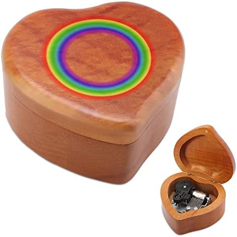 Rainbow Circle Wood Music Box Vintage Musical Box Presente para o Dia dos Namorados de Natal