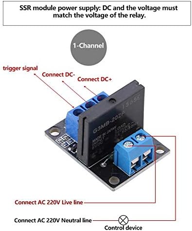 Módulo de relé de estado sólido, 1 canal DC 5V/12V 2A SSR Module Board com gatilho de baixo nível de fusível