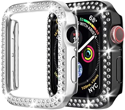 Mornex 2 Pack Case Compatível com Apple Watch Series 6/5/4/se 40mm, Bling Cover Diamonds Rhinestone Bumper Protective Frame com protetor