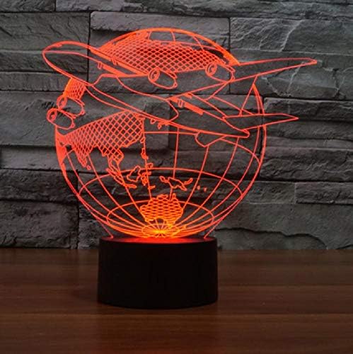 Ilusão de lâmpada de mesa LED 3D Touch colorido voando para fora do avião da luz noturna da Ásia e LED 3D da lâmpada de mesa