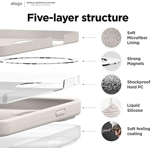 Caso magnético Elago compatível com MagSafe iPhone 14 Pro Max Case Magsafe - ímãs embutidos, caixa de silicone líquido, ímã forte, ímã forte - 6,7 polegadas [pedra]