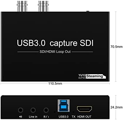 SDI Capture Card SDI/HDMI para USB3.0 Capture Video Capture Device 1080P60FPS com SDI Loopout Line de entrada de microfone