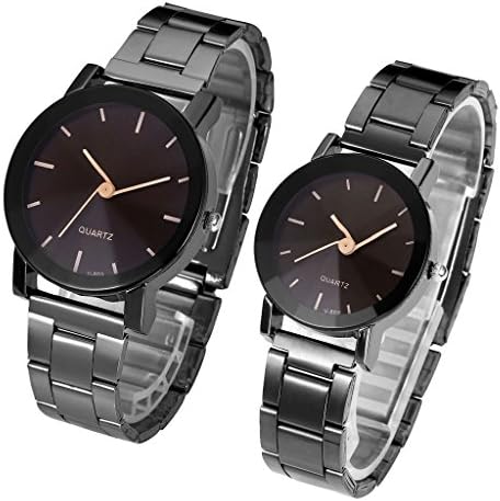 Top Plaza His and His Day Gift Couples Watches All Black Bracelet Watch Design simples elegante