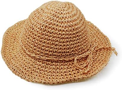 Chapéu de palha, tampa de praia feita à mão larga tampa dobrável ao ar livre chapéu de praia de praia para crianças adultas homens