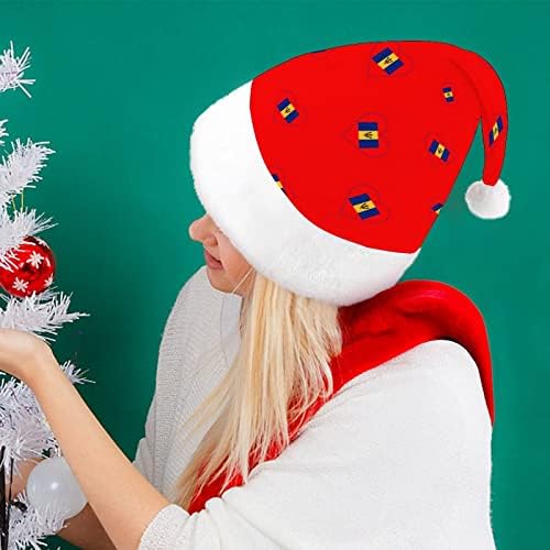 Eu amo Barbado Coração Vermelho Capéu de Natal Engraçado Papai Noel Hats Presujo curto com punhos brancos para suprimentos de decoração de festa de férias de Natal
