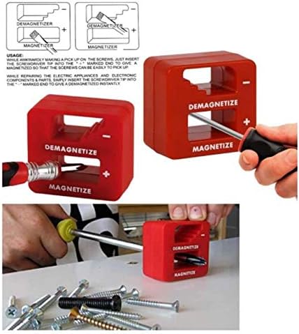 Magnetizador e desmagnetizador de precisão vermelha de 2 pacote 2 para chaves de fenda, parafusos, brocas, soquetes, porcas,